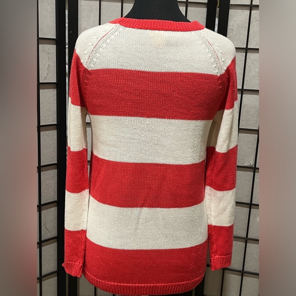 JOE FRESH PINK & WHITE CLASSIC STRIPE CREWNECK  PREPPY SWEATER, WOMEN SIZE M - Picture 6 of 8